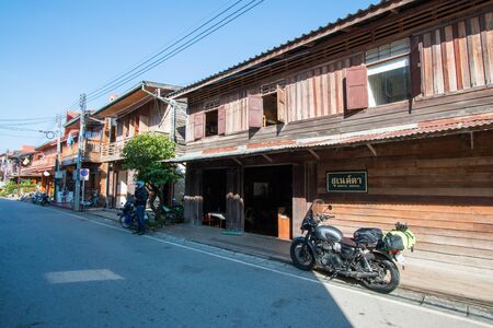 LOEI, Thailand : November 18, 2017 : Suneta Hostel, Building of Chiangkhan River Mountain at Chiang Khan District, Loei, Thailand.のeditorial素材