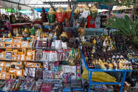 Bangkok, Thailand - 10 February 2018 : Thai souvenir shop at Temple of Dawn at Wat Arun, Thailand.のeditorial素材