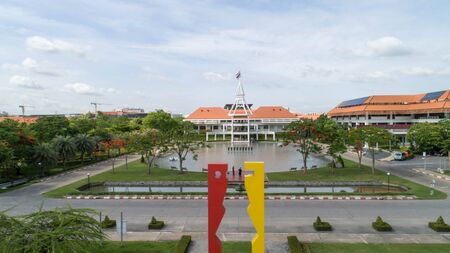 PATHUMTANI, THAILAND - June 16, 2018 : Thammasat University Rangsit campus, It is the famous university in Thailand.のeditorial素材