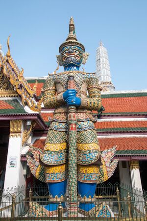 THAILAND - February 10, 2018 : Gian from the famous emerald temple at wat phra kaew, Bangkok.のeditorial素材