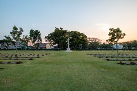 KANCHANABURI, THAILAND - April 14, 2018 : Don Rak War Cemetery of prison of war, Kanchanaburi province (World war II).のeditorial素材