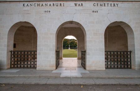 KANCHANABURI, THAILAND - April 14, 2018 : Don Rak War Cemetery of prison of war, Kanchanaburi province (World war II).のeditorial素材
