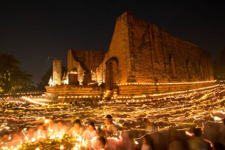AYUTTHAYA, THAILAND - July 27, 2018 : Thai buddhist meditation in old temple at Wat Maheyong, Phra Nakhon Si Ayutthaya Province,Thailand.のeditorial素材