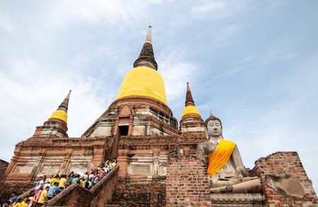 AYUTTHAYA, THAILAND - July 28, 2018 : Wat Yai Chaimongkol, Old Temple of Ayuthaya Province, Thailand.のeditorial素材