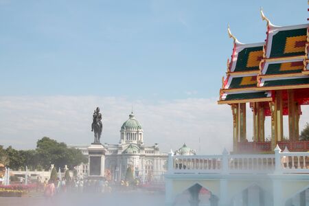BANGKOK, THAILAND - DECEMBER 15, 2018 : People visit the Royal Winter Festival (Un Ai Rak 2) at Dusit Palace near Ananta Samakhom Throne Hall is a royal reception hall in Bangkok.のeditorial素材