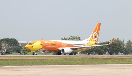 BANGKOK, THAILAND - January 12 , 2019 : NokAir Airlines aircraft (Nok budhnampetch) HS-DBT taking off at Don Mueang International Airport.のeditorial素材
