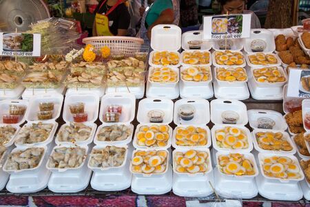 BANGKOK, THAILAND - February 23, 2019 : Food stall at Chatuchak weekend market Bangkok, Thailand street food.のeditorial素材