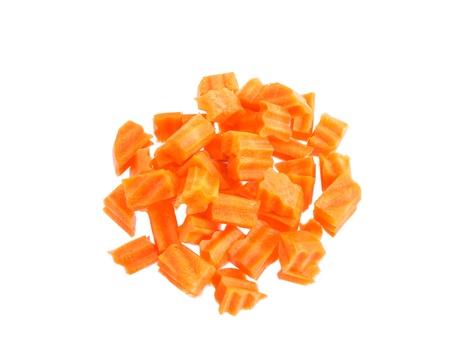 carrot diced isolated on a white backgroundの写真素材