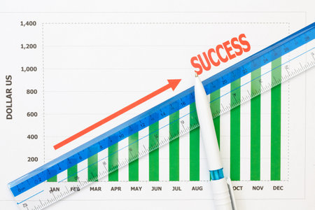 papers charts of success for businessの写真素材