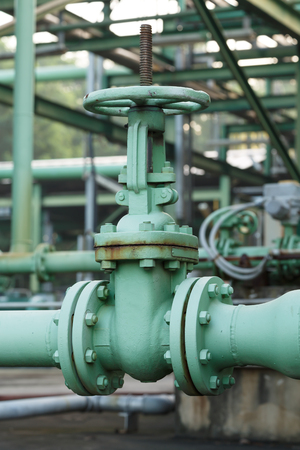 old gate valve open industrial plantの写真素材