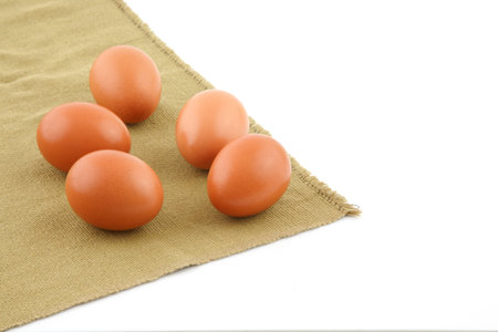 eggs isolated close up on white backgroundの写真素材