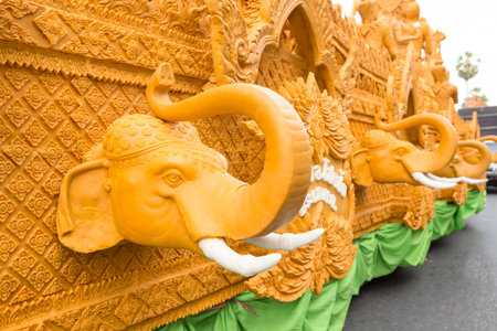 NAKHON RATCHASIMA, THAILAND - JULY 11 : The traditional candle procession festival of Buddha on July...