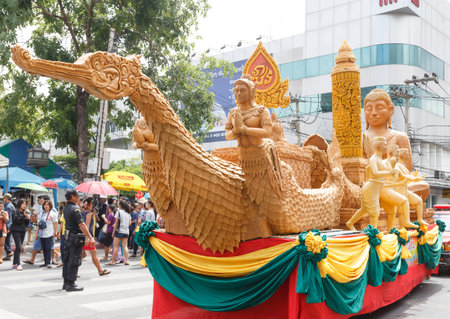 Nakhon Ratchasima, Thailand - July 12, 2014 : The traditional candle procession festival of Buddha on July 12, 2014 in Nakhon Ratchasima, thailand.のeditorial素材