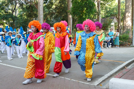RAYONG, THAILAND - NOVEMBER 20, 2014 : Unidentified children  parade in annual sports day on...