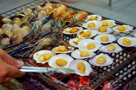 Cooking seafood grilling The forces on the grill.の写真素材