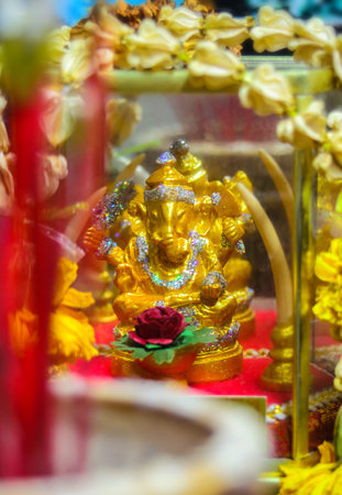 This is part one Ganesh altar in the home of an Asian one.の写真素材