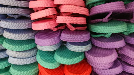 colorful sandal in top veiwの写真素材