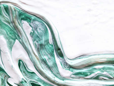 liquid acrylic, oil paint on canvas. Mix of white, green, beige. Fluid paintings. Stone agate jadeite textureの写真素材
