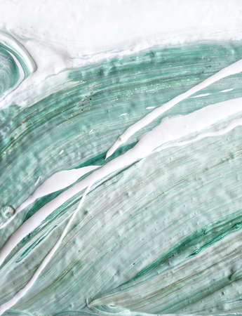 liquid acrylic, oil paint on canvas. Mix of white, green, beige. Fluid paintings. Stone agate jadeite textureの写真素材