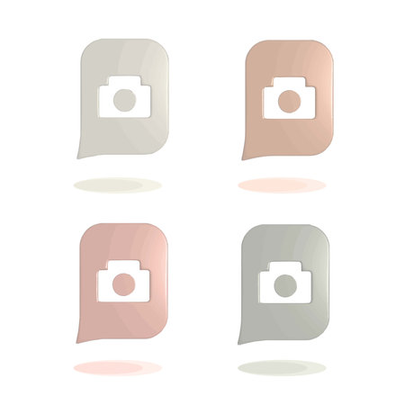 3d render photo icon set and bubble talk on white backgroundのイラスト素材