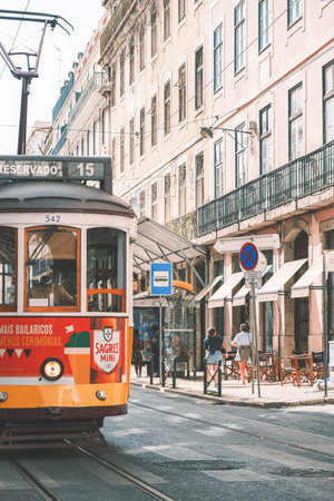 Tram in Lisbon, Portugalの写真素材