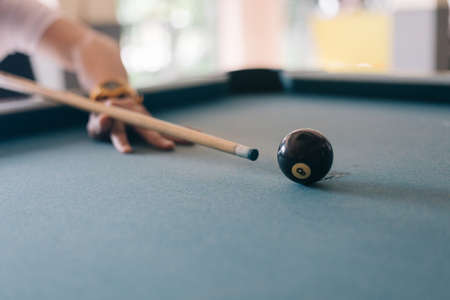 Billiards ball in pool tableの写真素材