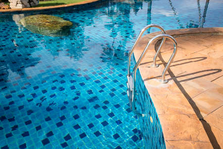 Swimming pool in resort island at outdoorsの写真素材