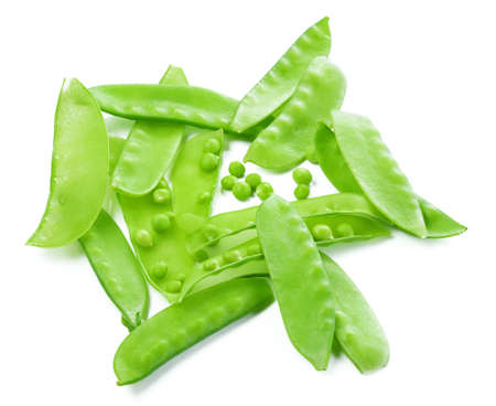Fresh peas isolated on white backgroundの写真素材