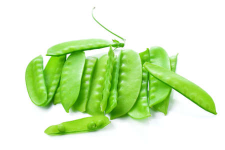 Fresh peas isolated on white backgroundの写真素材