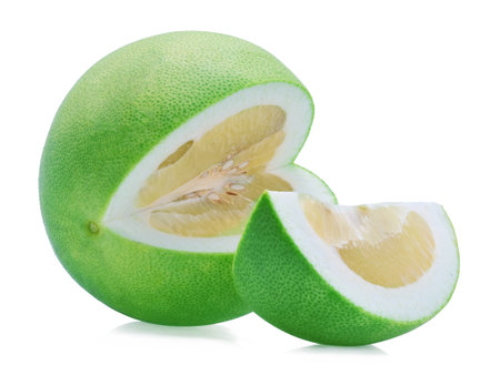 green grapefruit isolated on white background.