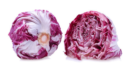 Radicchio, red salad isolated on white backgroundの写真素材