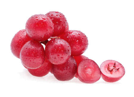 Grapes with water drops isolated on white backgroundの写真素材