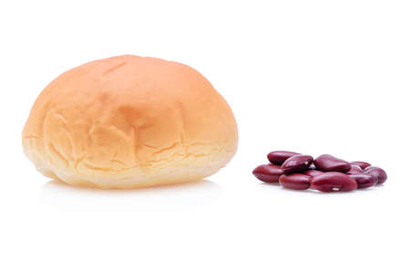 Red Bean Filled Bun on white backgroundの写真素材