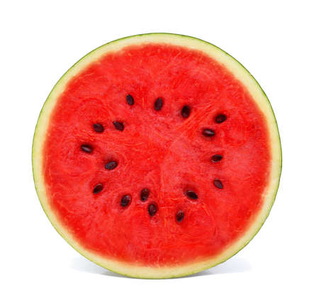 A half of fresh watermelon isolated on white background.の写真素材