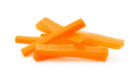 Carrot sticks isolated on white background.の写真素材
