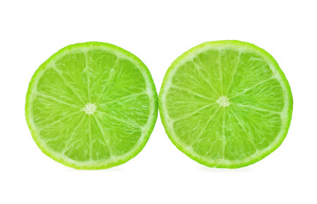 Slice of fresh lime isolated on white background