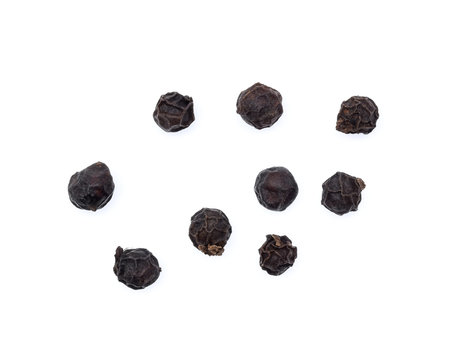 Top view of pepper corn on white background