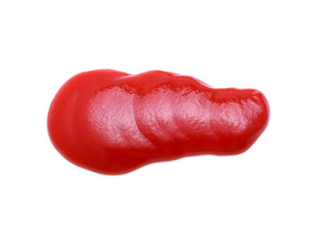 ketchup or tomato sauce isolated on white background, top viewの写真素材