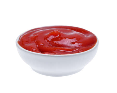 Closeup tomato sauce isolated on white backgroundの写真素材