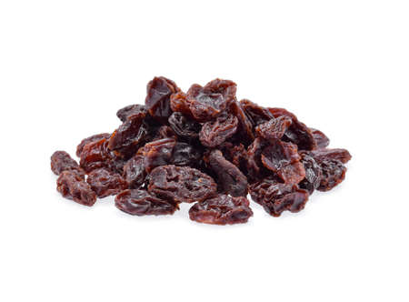 Dried raisins isolated on white backgroundの写真素材