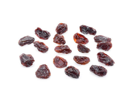 Dried raisins isolated on white backgroundの写真素材