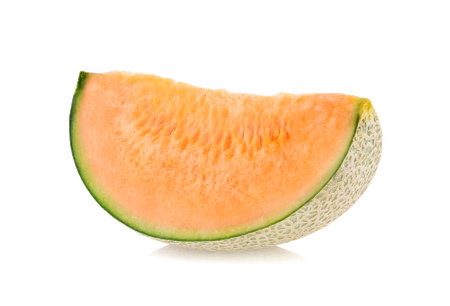 Slices of melon isolated on white background.の写真素材