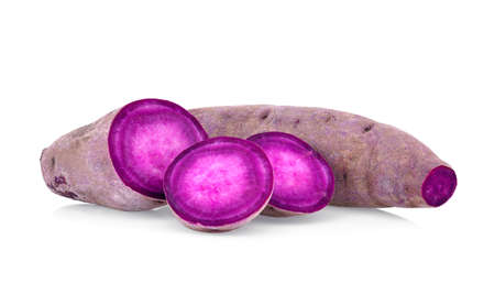 purple yams isolated on whiteの写真素材