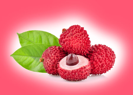 lychees isolated on Light color background