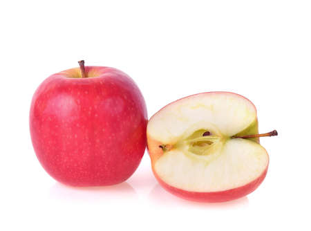 pink lady apples isolated on white backgroundの写真素材