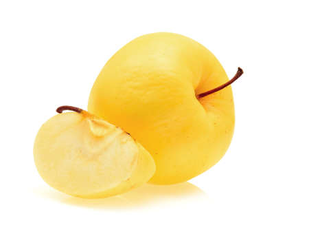 Yellow Apple isolated on white backgroundの写真素材