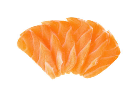 Top view of Fillet of salmon isolated on white backgroundの写真素材