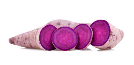 purple yams isolated on white background.の写真素材