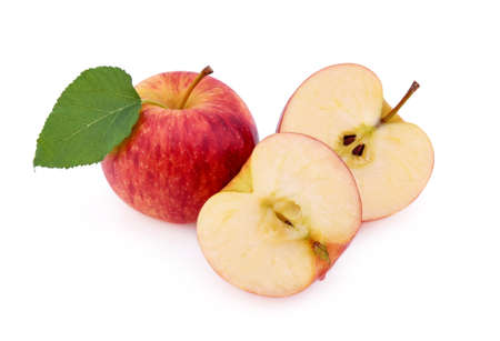 Gala apples isolate on white backgroundの写真素材