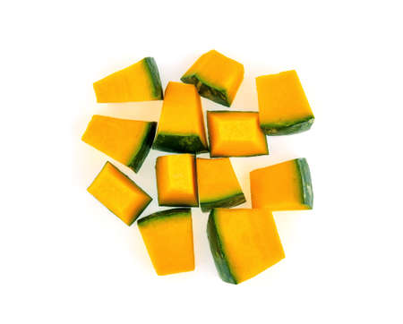 Top view of Slice of pumpkin isolated on white background.の写真素材